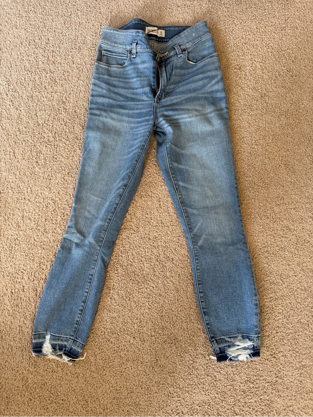 Abercrombie & Fitch Light Blue Skinny Jeans with Distressed Hem